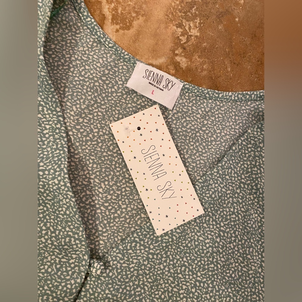 NWT Sienna Sky Green Batwing Peplum Blouse - Size Large - Picture 3 of 12